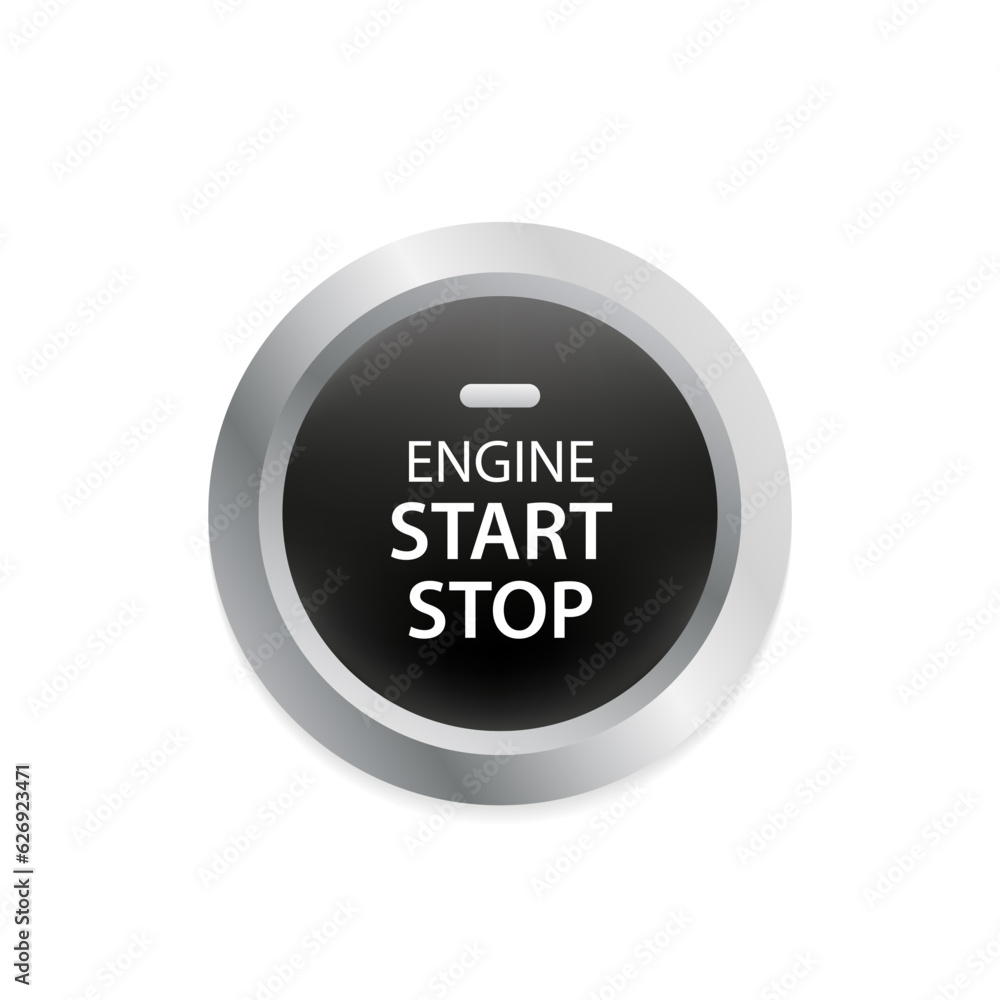 Aufkleber engine start stop button. car dashboard element. push circle button engine stop start quality. vecto