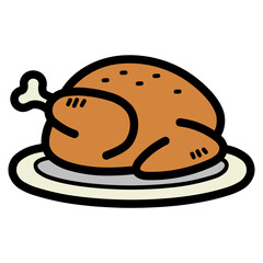 chicken filled outline icon style