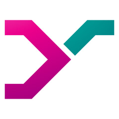 Magenta and Green Rail Switch Shaped Letter Y Icon