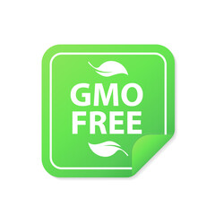 Gmo free sticker for packaging design. Retro packaging. Vector icon. Grunge background. Non Genetically modified organism emblem sticker. Organic food stamp. Vector illustration