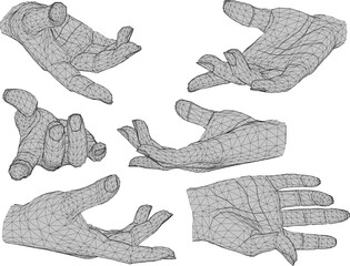 Sketch vector illustration of palm looking up asking for something