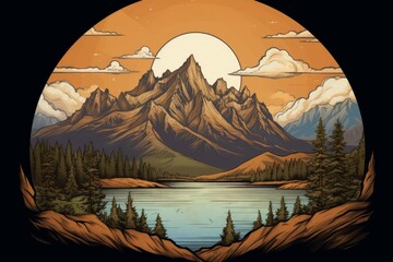 Logo of mountains. Majestic landscape. Beautiful illustration picture. Generative AI