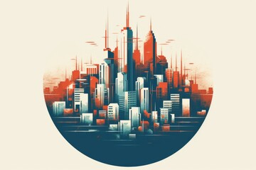 Obraz premium Logo of modern city with high buildings. Beautiful illustration picture. Generative AI