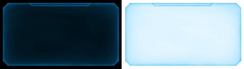 futuristic interface frame blue with holographic glow design transparen background