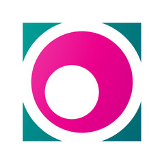 Magenta and Green Square Letter O Icon