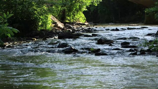 Kishacoquillas Creek at Yeagertown flowing to the Juniata River in lewistown, Mifflin County, Pa., USA.