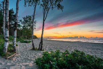 Foto op Plexiglas Noord-Europa Amazing sunset on the beach at Baltic Sea in Gdansk, Poland