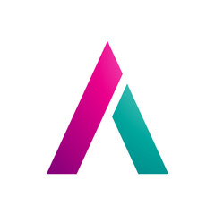 Magenta and Persian Green Trapezium Shaped Letter A Icon