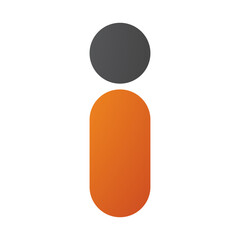 Orange and Black Abstract Round Person Shaped Letter I Icon