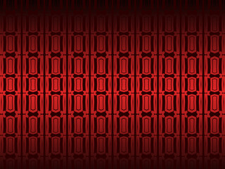 High contrast red and black glossy stripes background. Luxurious batik ornament. Abstract technology graphic banner design. Vector corporate background.