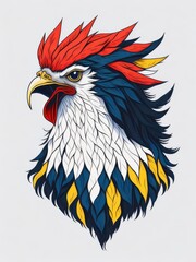 Obraz premium Illustration of a vibrant bird with a striking red head and a bright yellow beak