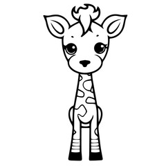 Giraffe, coloring book for kids, vector illustration