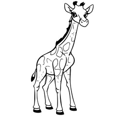 Giraffe, coloring book for kids, vector illustration