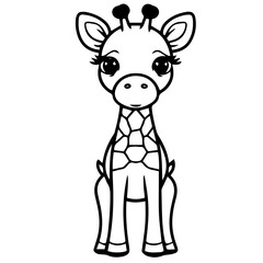 Giraffe, coloring book for kids, vector illustration