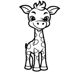Giraffe, coloring book for kids, vector illustration