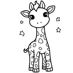 Giraffe, coloring book for kids, vector illustration
