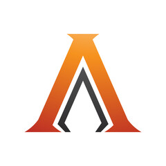 Orange and Black Pillar Shaped Letter A Icon