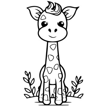 Giraffe, coloring book for kids, vector illustration