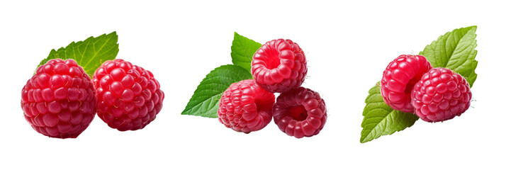 Fresh ripe raspberries isolated on transparent background