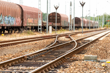 Fototapeta na wymiar Railway tracks in a railway station