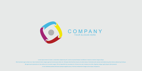 Simple painting logo design with full color concept | premium vector