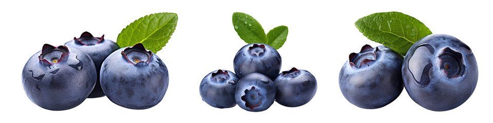 Fresh ripe blueberries isolated on transparent background