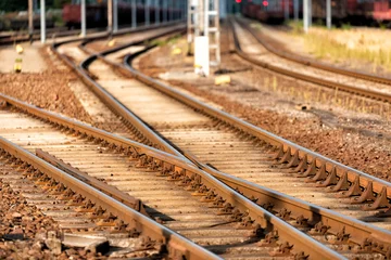 Stof per meter Railway tracks in a railway station © cameris