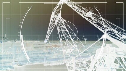 Aerial Drone Vision of Port Crane Over Shipyard Docks