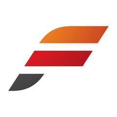 Orange and Red Letter F Icon with Horizontal Stripes