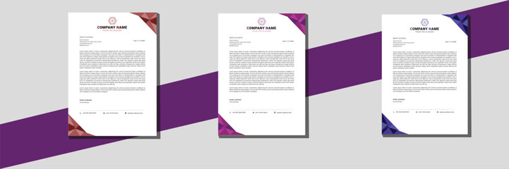 Corporate,simple, official,abstract, modern letterhead design with color variation bundle . Letterhead design bundle with with geometric shapes. 