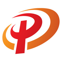 Orange and Red Oval Shaped Letter P Icon