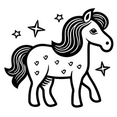 horse coloring page illustration