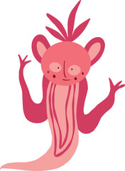 Funny demon dragon. Illustration in modern childish hand drawn style