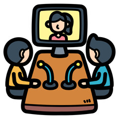 video conference filled outline icon style
