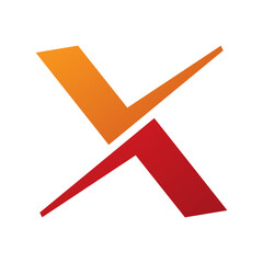Obraz premium Orange and Red Tick Shaped Letter X Icon