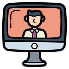 video conference filled outline icon style