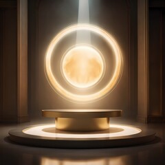 Abstract podium with glowing circle