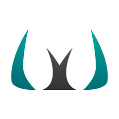 Persian Green and Black Horn Shaped Letter W Icon