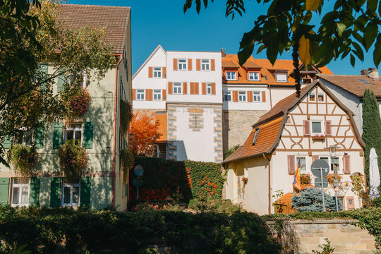 Old national German town house in Bietigheim-Bissingen, Baden-Wuerttemberg, Germany, Europe. Old Town is full of colorful and well preserved buildings.