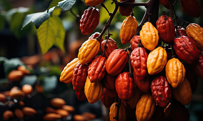 Abstract background from the fruit of the cocoa tree, cocoa beans.