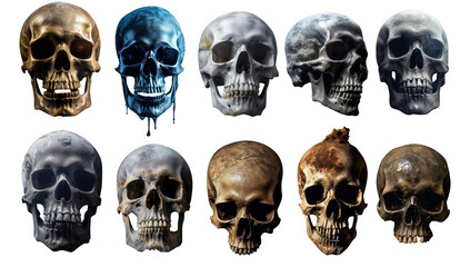 mega pack of isolated skulls. 