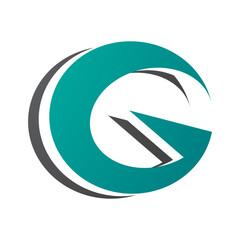 Persian Green and Black Round Layered Letter G Icon