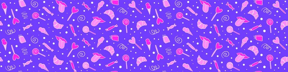 Funny lifestyle seamless pattern. Hand drawn doodles on blue background. Vector illustration.