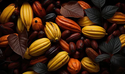 Foto auf Acrylglas Abstract background from the fruit of the cocoa tree, cocoa beans. © Andreas