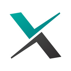 Obraz premium Persian Green and Black Tick Shaped Letter X Icon