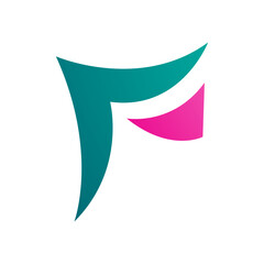 Persian Green and Magenta Wavy Paper Shaped Letter F Icon