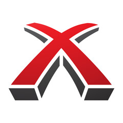 Obraz premium Red and Black 3d Shaped Letter X Icon