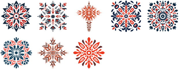 set of Native American graphic design ornament tribal tattoo totem