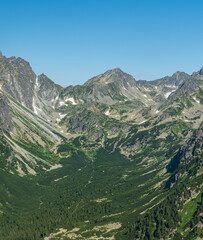 Mengusovska dolina valley with Koprovsky stit and Cubrina mountain peaks above from Ostrva hill in High Tatras mountains in Slovakia © honza28683