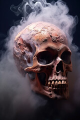 skull in the mist.